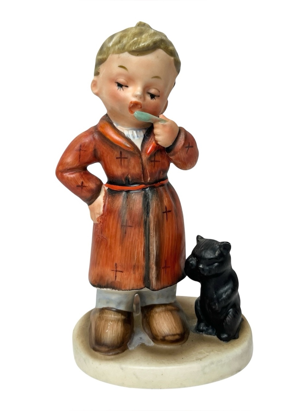 Vintage NAPCO Bedtime AH1B Hummel Ceramic Figurine Boy in Robe Brushing Teeth